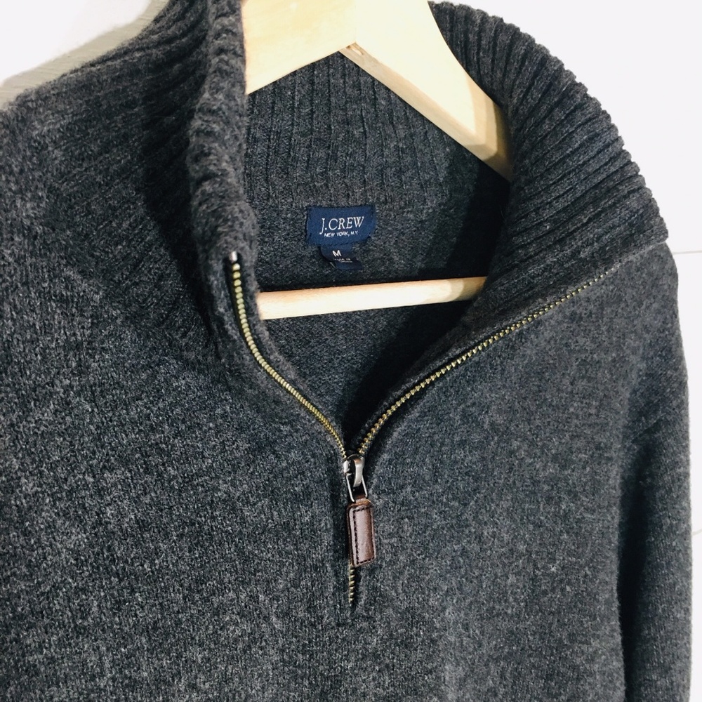 J. CREW 1/4 Zip Lambs Wool Pullover Sweater MEDIUM - Picture 2 of 4